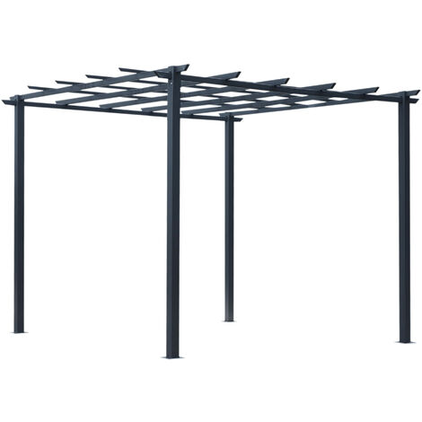 Pergola autoportante 300x300 cm en métal époxy anticorrosion – Surface de 9 m² – 8 piquets d'ancrage fournis – Toit personnalisable – MH (1/5)