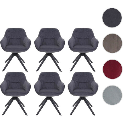 Mendler – Lot de 6 chaises de salle à manger pivotantes – Rembourrage 8 cm – Accoudoirs – Métal et tissu – Design moderne – Capacité 120 kg