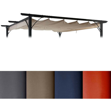 Mendler – Toile de rechange pour pergola 3,5x3,5m – 100% polyester 180 g/m² – Résistante aux intempéries – Ouvrante avec écoulement d'eau - HWC-C42