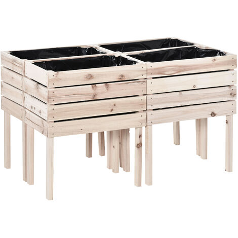 Lot de 4 jardinières sur pieds AURELIEN sapin naturel (1/5)