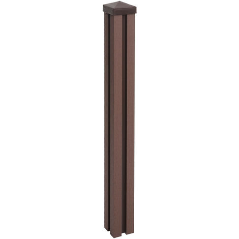 Poteau WPC Sarthe-Clôture WPC, poteau pilier, système enfichable - 98cm, brun (1/5)