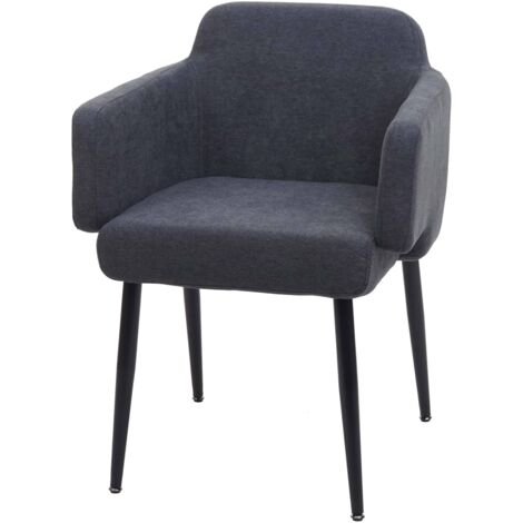 Chaise de salle à manger HWC-L13 - chaise rembourrée tissu/textile métal - anthracite (1/5)
