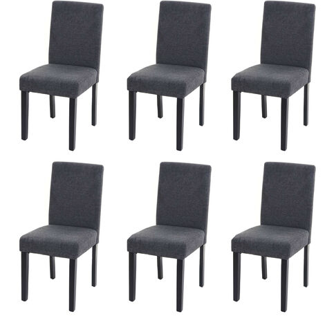 Lot de 6 chaises de salle à manger Chaise de cuisine Littau textile, gris anthracite, pieds foncés (1/5)