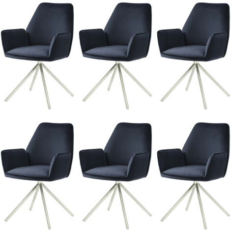 6x chaise de salle à manger HWC-G67 avec accoudoirs, pivotante Auto-Position ~ velours, crème-beige | Leroy Merlin
