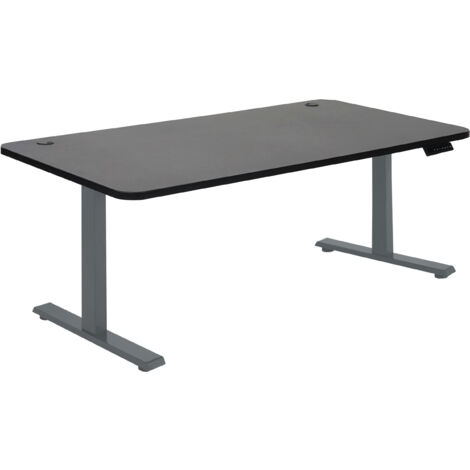 Bureau HWC-D40, table d'ordinateur, hauteur réglable électriquement 160x80cm 53kg  noir, gris anthr