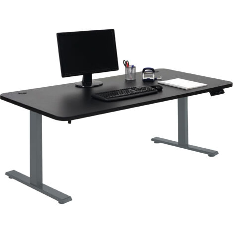 Bureau HWC-D40, table d'ordinateur, hauteur réglable électriquement 160x80cm 53kg  noir, gris anthr