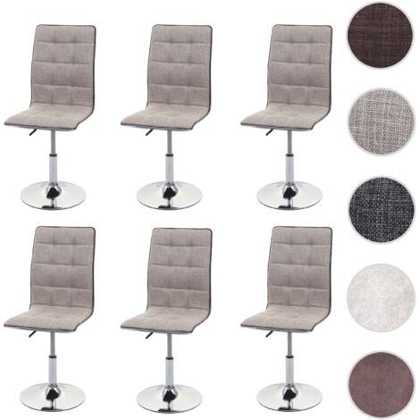 Lot de 6 chaises de salle à manger HWC-C41, chaise de cuisine, réglable en hauteur pivotante, tissu/ (1/5)