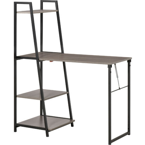 Bureau bibliothèque pliable 2 en 1 CYRILLE bois et noir (1/5)