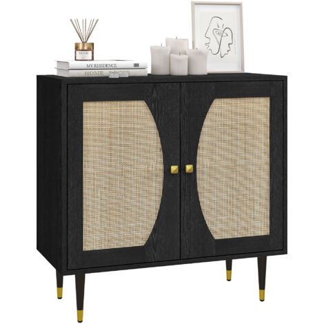Buffet 2 portes HIDEO cannage et noir (1/5)