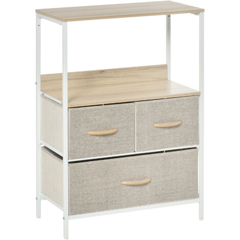 Commode étagère JOSEFA bois et blanc (1/5)