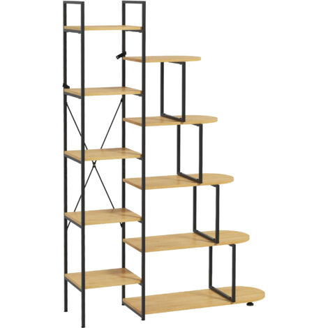 Bibliothèque étagère STAIRS aspect bois et noire (1/5)