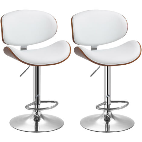 Lot de 2 chaises de bar CRUISE blanc et bois (1/5)