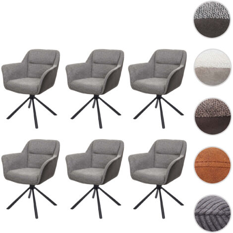 Lot de 6 chaises de salle à manger HWC-K33 - chaise de cuisine - pivotante Auto-Position - tissu/textile - similicuir - crème (1/5)