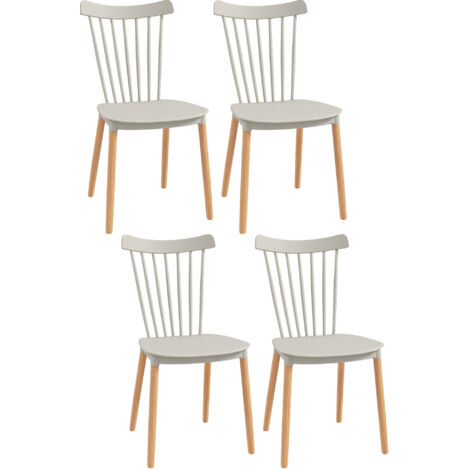 Lot de 4 chaises SVEN bois et gris (1/5)