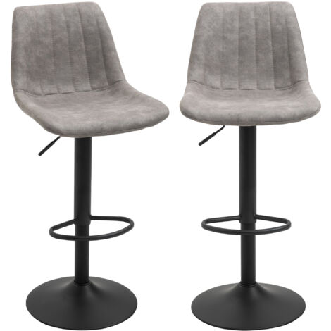 Lot de 2 tabourets de bar Vintage TODD gris et noir (1/5)