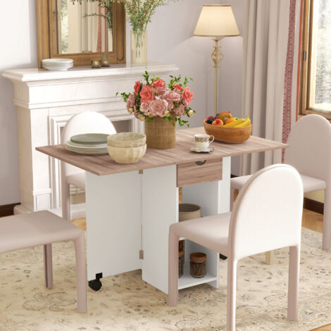 Table desserte pliable JARRY bois et blanc