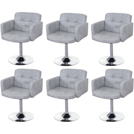 6 x chaise de salle à manger Orlando, pivotante, imitation daim, chrome - gris vintage (1/5)