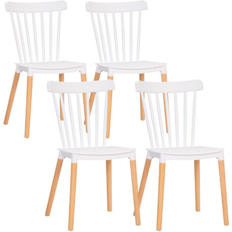 Lot de 4 chaises STANNY blanc et bois (1/5)