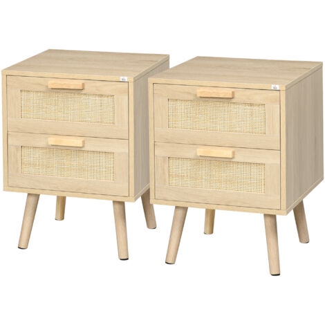 Lot de 2 tables de chevet MAUD aspect bois (1/5)