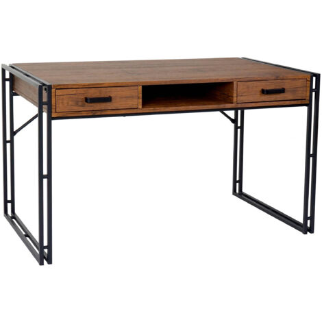 Bureau Dohna, table d'ordinateur, 121x70cm, structure 3D - aspect chêne sauvage (1/5)