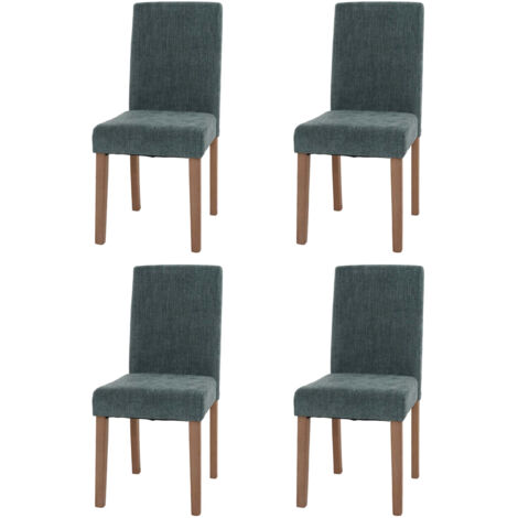 Lot de 4 chaises de salle à manger Littau, chaise de cuisine à dossier haut, tissu/textile chenille bois vert, pieds c (1/5)