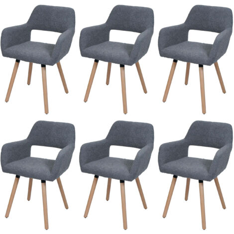 Lot de 6 chaises de salle à manger HWC-A50 II, chaise de cuisine chaise rembourrée, bois tissu/textile bouclé (450g/m²) (1/5)