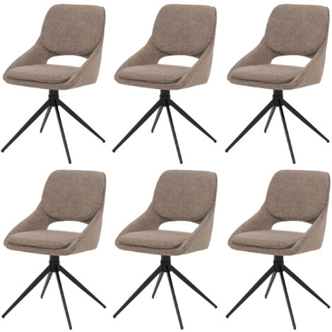 Lot de 6 chaises de salle à manger HWC-N73, chaise de cuisine, pivotante Auto-Return, tissu/textile Boucle (540g/m²) Oek (1/5)
