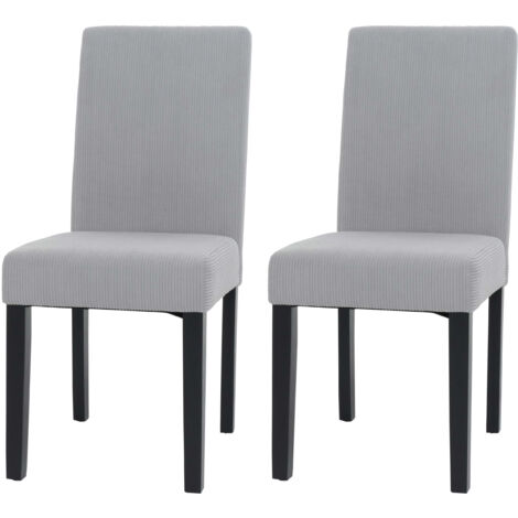 Lot de 2 chaises de salle à manger Littau, chaise de cuisine à dossier haut, tissu/textile Velours Bois gris clair, pi (1/2)