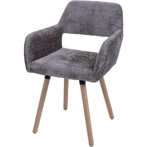 Chaise de salle à manger HWC-A50 II, chaise de cuisine chaise rembourrée, bois tissu/textile chenille (465g/m²) MVG ma (1/2)