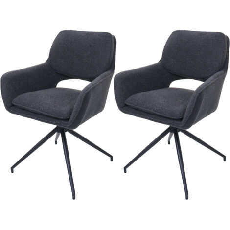Lot de 2 chaises de salle à manger HWC-N74, chaise de cuisine, pivotante Auto-Return, tissu Bouclé (540g/m²) Oeko-Tex (1/2)