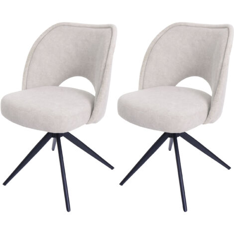 Lot de 2 chaises de salle à manger HWC-N72, chaise de cuisine rembourrée, pivotante Auto-Return, tissu/textile (420g/m²) (1/2)