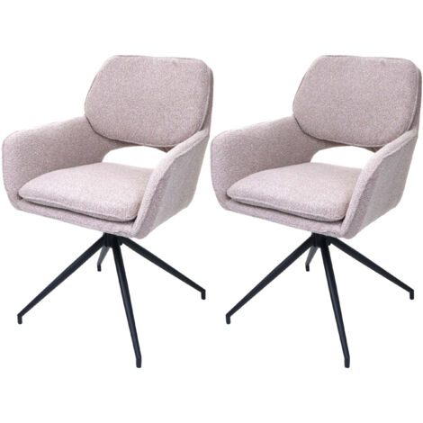 Lot de 2 chaises de salle à manger HWC-N74, chaise de cuisine, pivotante Auto-Return, tissu Bouclé (540g/m²) Oeko-Tex (1/2)