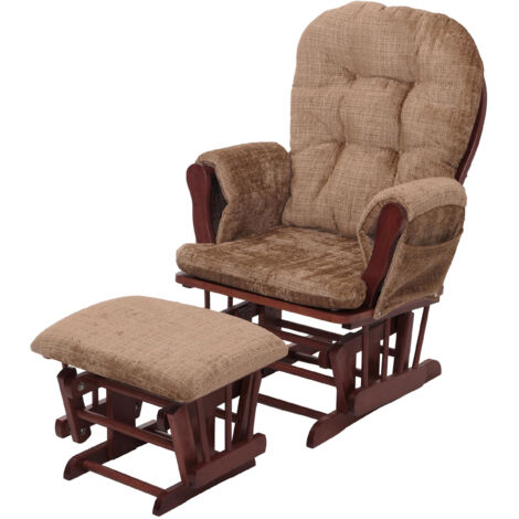 Fauteuil relax HWC-C76, fauteuil à bascule Fauteuil à bascule avec pouf Tissu/Textile Chenille (465g/m²) marron clair, (1/5)