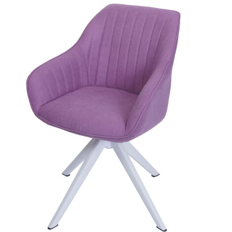 Chaise de salle à manger HWC-K27, chaise de cuisine avec accoudoirs, pivotante tissu/textile violet (1/5)