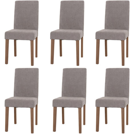 Lot de 6 chaises de salle à manger Littau, chaise de cuisine à dossier haut, tissu/textile chenille bois gris clair, p (1/5)