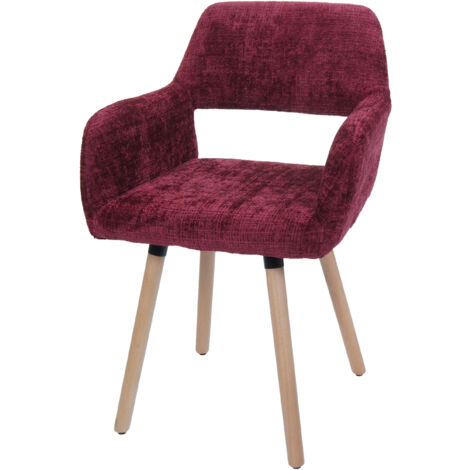 Chaise de salle à manger HWC-A50 II, chaise de cuisine chaise rembourrée, bois tissu/textile chenille (465g/m²) MVG  bo (1/2)