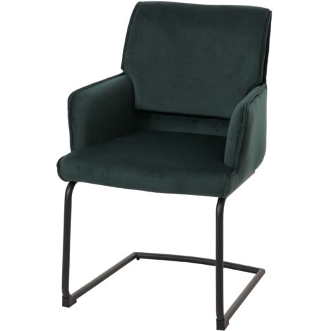 Chaise cantilever HWC-N60, chaise de salle à manger, chaise de cuisine, tissu/textile Oeko-Tex vert (1/5)