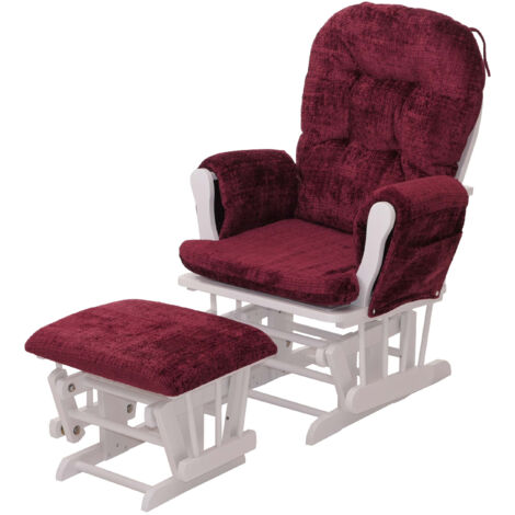 Fauteuil relax HWC-C76, fauteuil à bascule Fauteuil à bascule avec pouf Tissu/Textile chenille (465g/m²) bordeaux, piè (1/5)