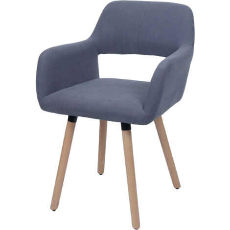 Chaise de salle à manger HWC-A50 II, chaise de cuisine chaise rembourrée, bois tissu/textile Velours (400g/m²) MVG gri (1/2)