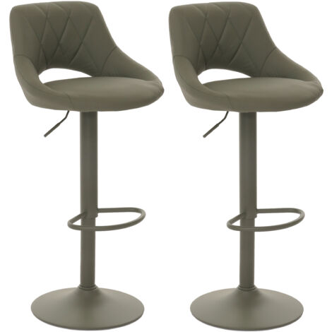 Lot de 2 tabourets de bar HWC-N64, chaise de bar tabouret de comptoir, repose-pieds pivotant, similicuir métal vert (1/5)