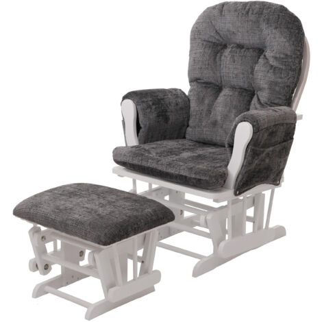 Fauteuil relax HWC-C76, fauteuil à bascule Fauteuil à bascule avec pouf Tissu/Textile Chenille (465g/m²) gris foncé, p (1/5)