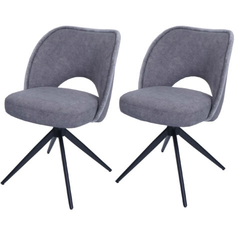 Lot de 2 chaises de salle à manger HWC-N72, chaise de cuisine rembourrée, pivotante Auto-Return, tissu/textile (420g/m²) (1/2)
