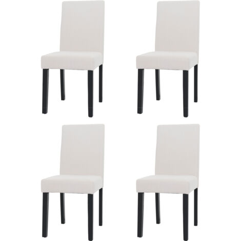 Lot de 4 chaises de salle à manger Littau, chaise de cuisine à dossier haut, tissu/textile Velours bois crème, pieds f (1/5)