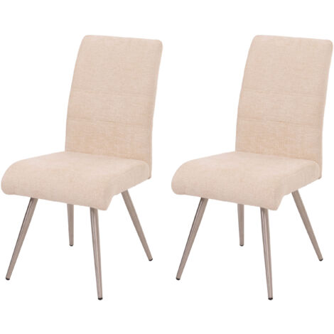 Lot de 2 chaises de salle à manger HWC-G55, chaise de cuisine inclinable, acier inoxydable brossé Tissu/Textile Chenille (1/2)