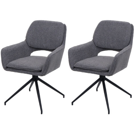 Lot de 2 chaises de salle à manger HWC-N74, chaise de cuisine, pivotante Auto-Return, tissu Bouclé (540g/m²) Oeko-Tex (1/2)