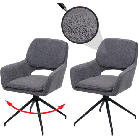 Lot De 2 Chaises Pivotantes Rembourrées En Chenille - Pieds Métal X, Rotation 360°, 93 Cm Haut, Jaune