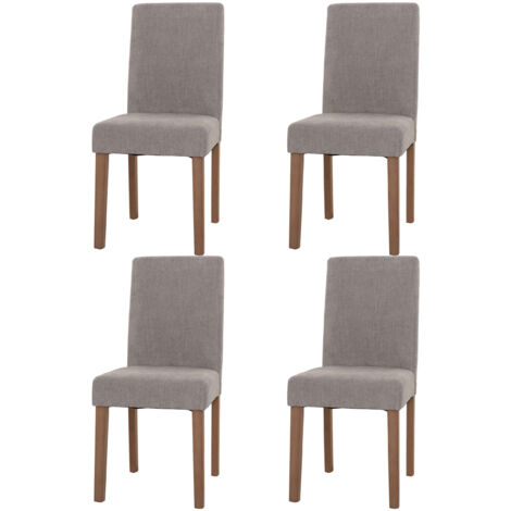 Lot de 4 chaises de salle à manger Littau, chaise de cuisine à dossier haut, tissu/textile chenille bois gris clair, p (1/5)