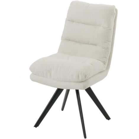 Chaise de salle à manger HWC-G66, chaise de cuisine pivotante Auto-Position Tissu/Textile Bouclé MVG blanc crème (1/5)