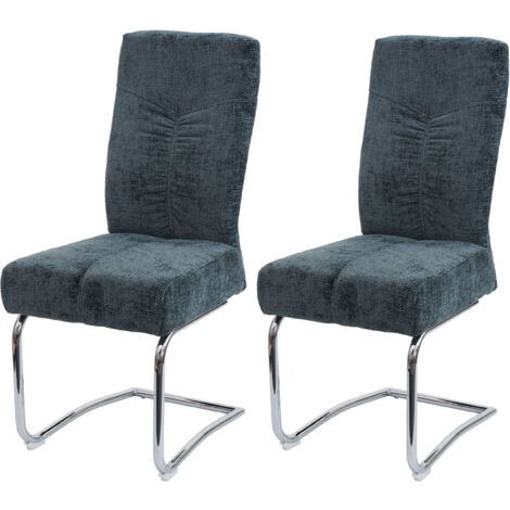 Lot de 2 chaises de salle à manger HWC-G56, chaise de cuisine cantilever chaise inclinable, métal tissu/textile chenille (1/5)