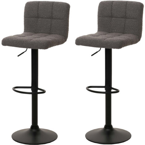 Lot de 2 tabourets de bar HWC-G87, tabouret de bar, réglable en hauteur pivotant, tissu Boucle (450g/m²) MVG gris fonc (1/5)